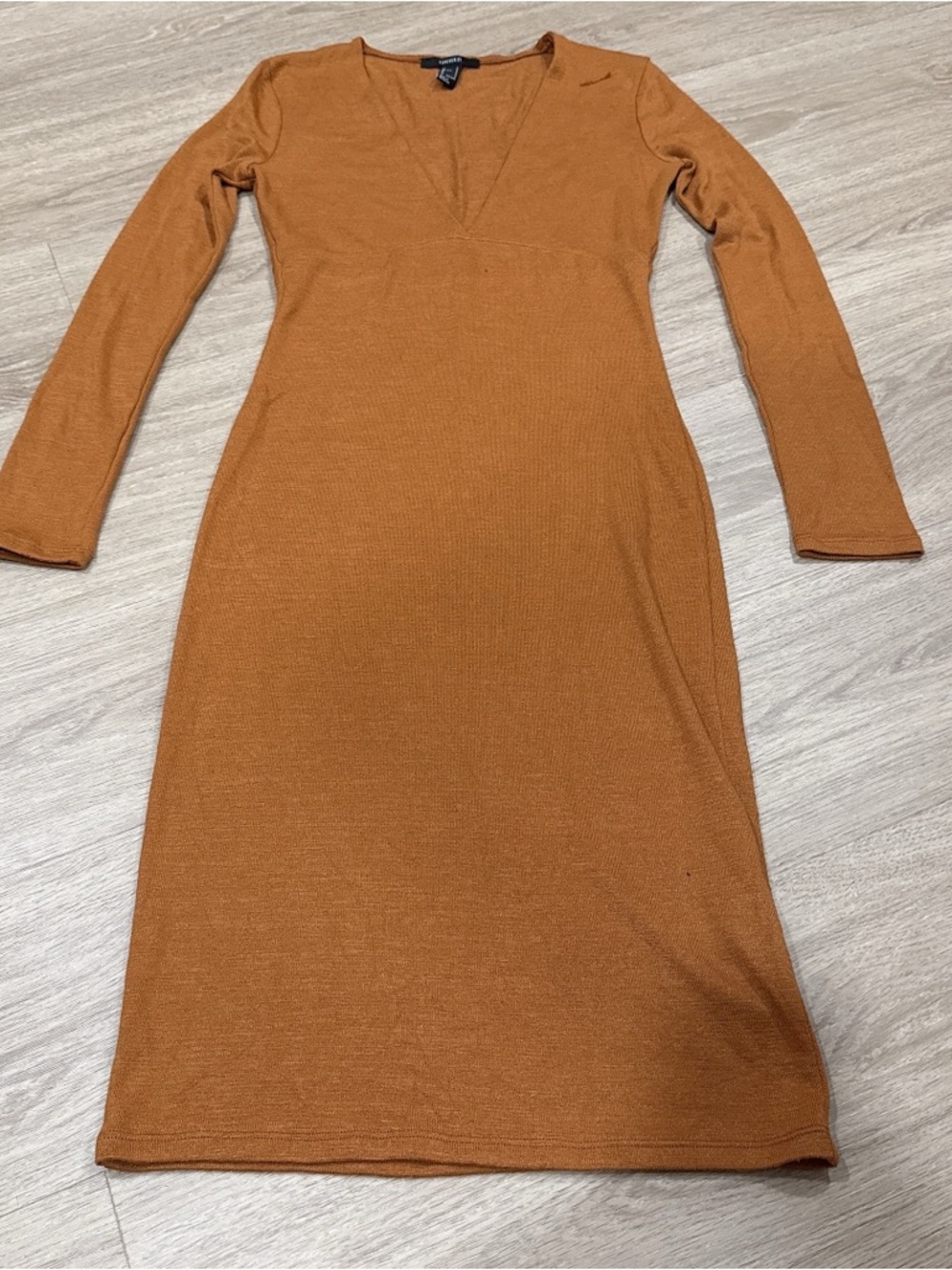 Forever 21 Rust Long Sleeve V-Neck Knit Dress
